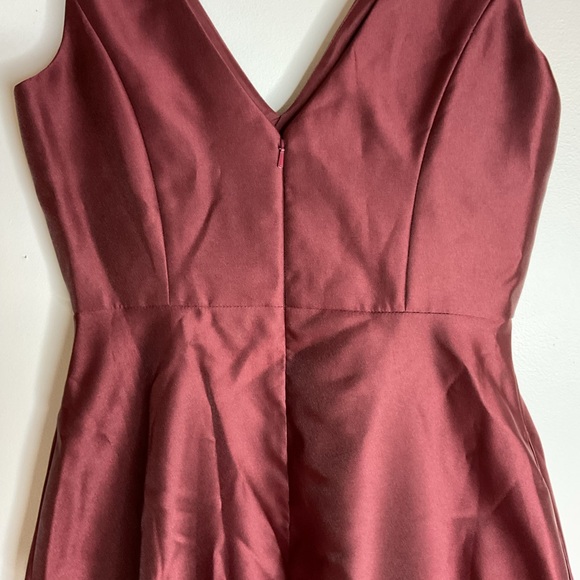 ALFRED SUNG Sleeveless A-Line Satin V-Neck Burgundy Maxi Dress With Pockets NWT - Picture 5 of 11